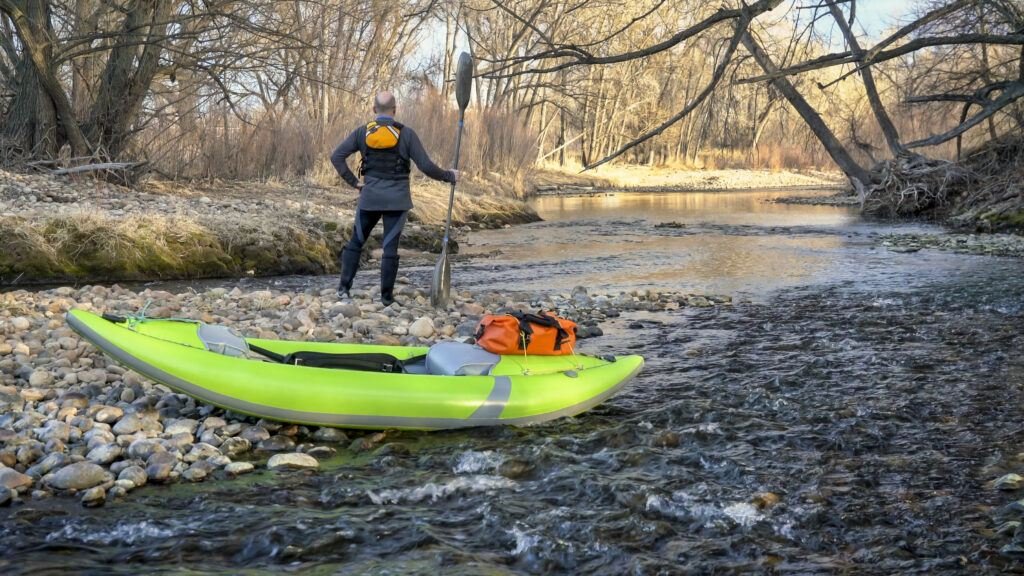 a person happy with his kayak